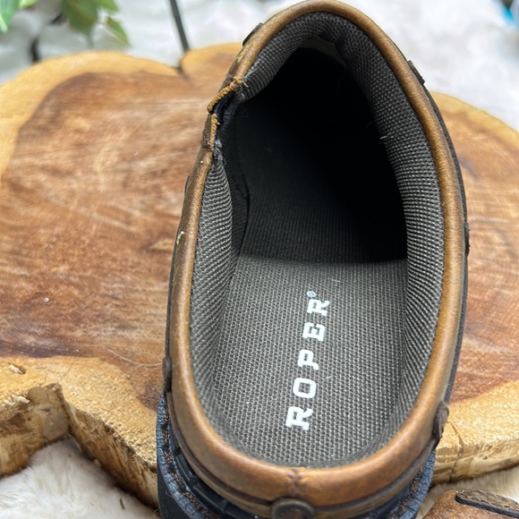 NWOT Roper Laces Brown Crazy Horse Leather Slip-On Mule women’s size 7.5 - Picture 6 of 9